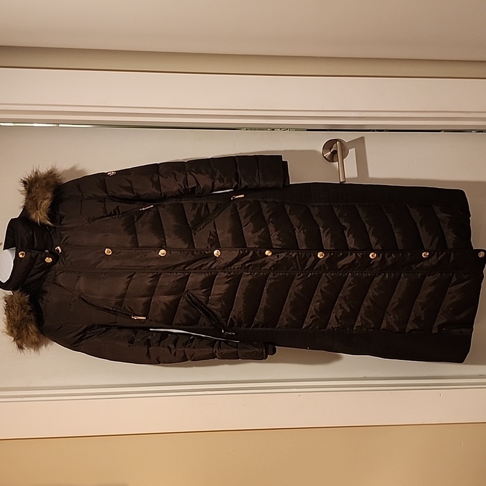 Michael Kors Black Puffer Coat with Fur Hood